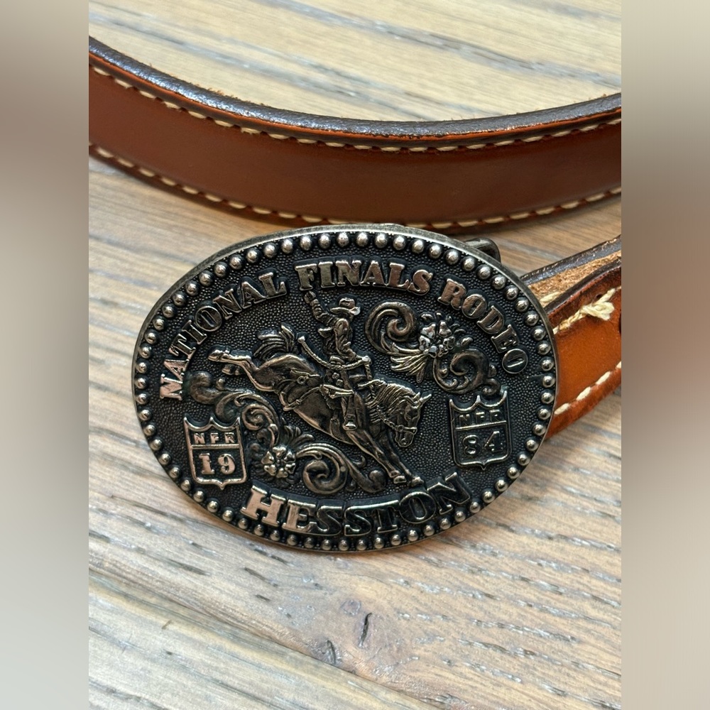 Vintage Hesston 2nd Ed. 1984 National Finals Rodeo Belt Buckle Juniors 36”